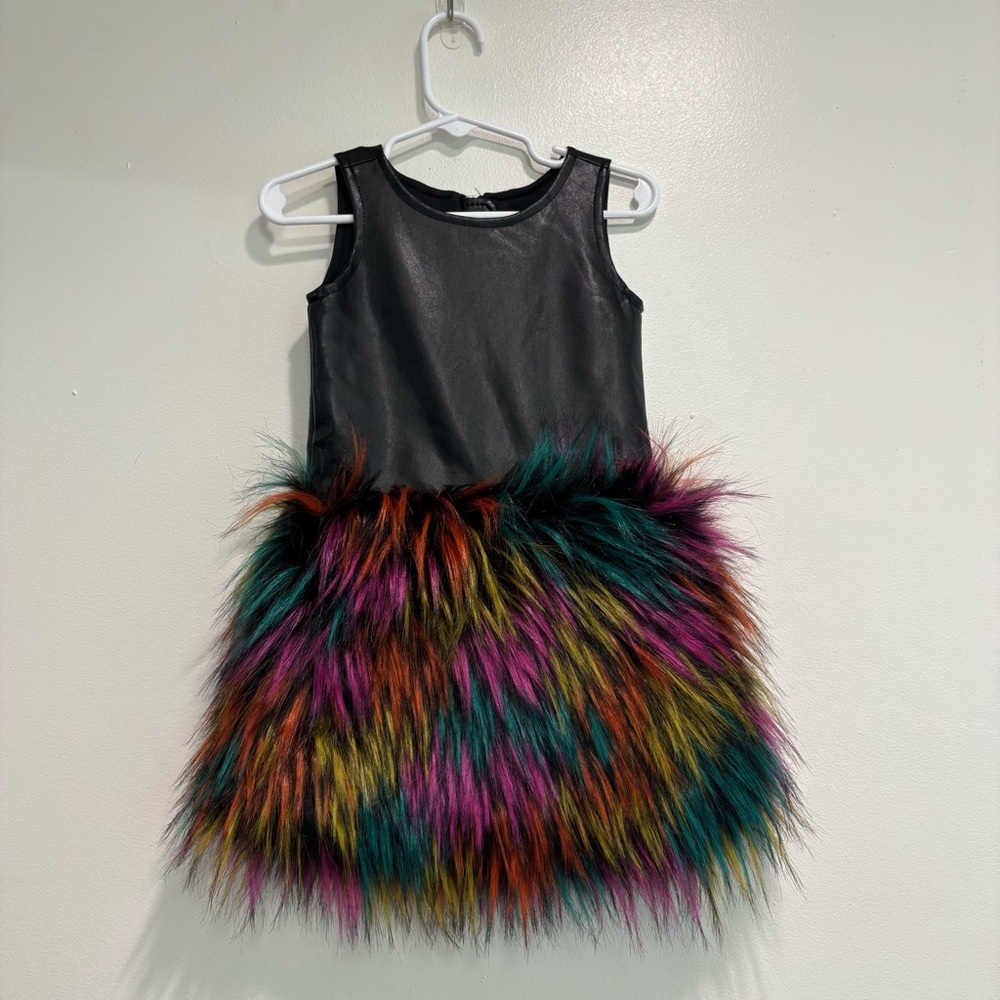 Appaman black leather and fur toddler dress 2T girls